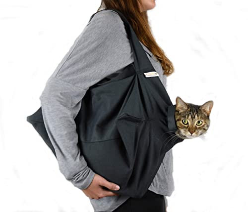 Cat-in-the-Bag Cozy Comfort Tragetasche – Große anthrazitgraue Katzentragetasche, weiche Katzentragetasche und Katzenwickel für Nagelknipsen, Tierarztbesuche, Medikamentenverwaltung, Zahnpflege und von Cat-in-the-bag