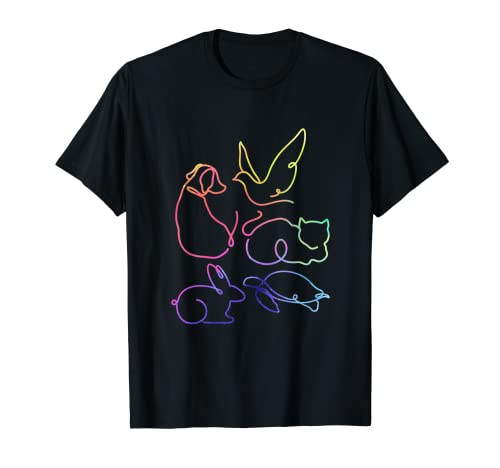 Buntes Tier-T-Shirt mit Vogelmotiv, CAT Urtle Dog von CAT