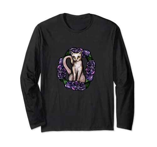 Purple Roses Inky White CAT Long Sleeve T-Shirt von CAT