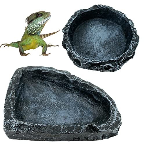 2 Stück Reptilien-Futternapf Ecknapf Reptilien-Wasserschale Futternapf Reptilien-Futternapf Terrarium Schalen für Bartagamen, Eidechse, Frosch, Gecko, Schildkröte, Einsiedlerkrebs von CATENESS