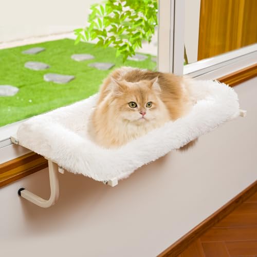 CATISM Katzenhängematte Katzenliege Fensterplätze für Katzen, 54 x 34cm Verstellbarer Hängematte Fenster WindowHängematten Katzenbett bis zu 18 kg (mit Matten&Kissen) von CATISM