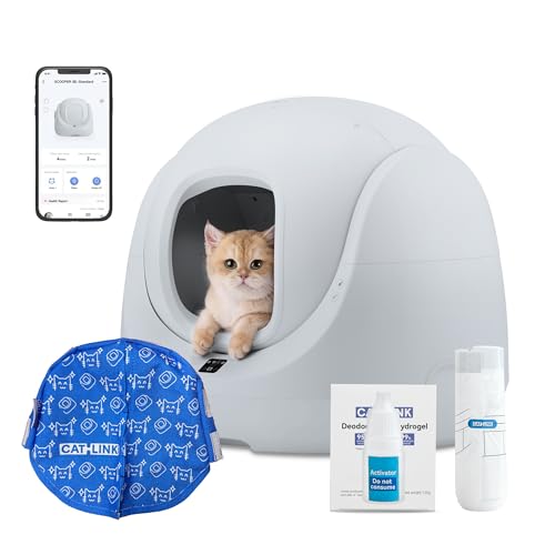 Catlink Baymax Selbstreinigende Katzentoilette, Überwachung der Gesundheit Ihrer Katze, APP-Fernbedienung, Anti-Blockierschutz，Geruchsbekämpfung, 4 Reinigungsmodi, Geeignet für Katzen von 1,5-10 kg von CATLINK