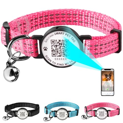 QR Breakaway Reflektierendes Katzenhalsband aus Nylon mit Glöckchen, verstellbar, bequem, langlebig, schnelle Freigabe, sicheres ID-Tag-Halsband, passend für kleine und große Katzen, Kätzchen, Größe L von CATPRO