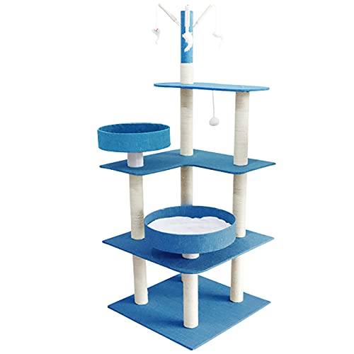 Cat Tree 3-stöckiges Spielzeug mit Federn, mit gemütlichen Sitzstangen, stabiler Katzenturm, Katzenhaus, Aktivitätszentrum, grauer Kletterständer für kleine Katzen von CATTREE