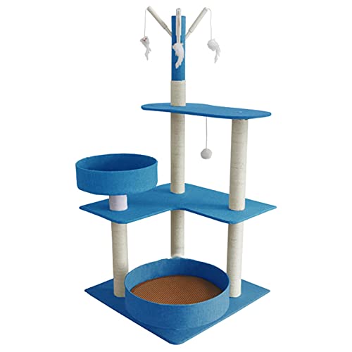 Cat Tree 3-stöckiges Spielzeug mit Federn, mit gemütlichen Sitzstangen, stabiler Katzenturm, Katzenhaus, Aktivitätszentrum, grauer Kletterständer für kleine Katzen von CATTREE