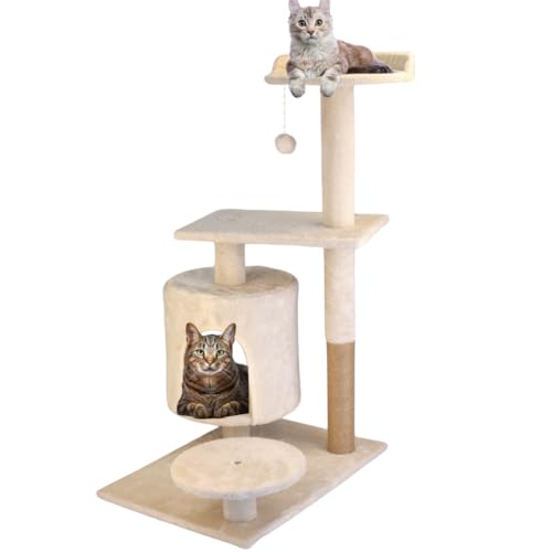 Catzy Kratzbaum für Katzen, 88 cm, mit Spielball für Katzen, Katzenturm, Kratzbaum aus Jute, Katzenspielzeug, Katzenbaum, Katzenturm, Kratzbaum aus Sisal von CATZY