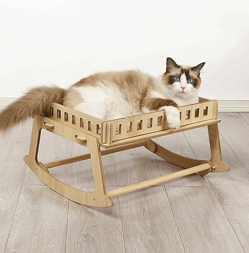 CAULO Four Seasons Universelles Katzennest, Katzenbett aus Holz, atmungsaktives Katzenbett, Katzenschaukelbett, Hängematte, erhöhtes Katzenbett von CAULO