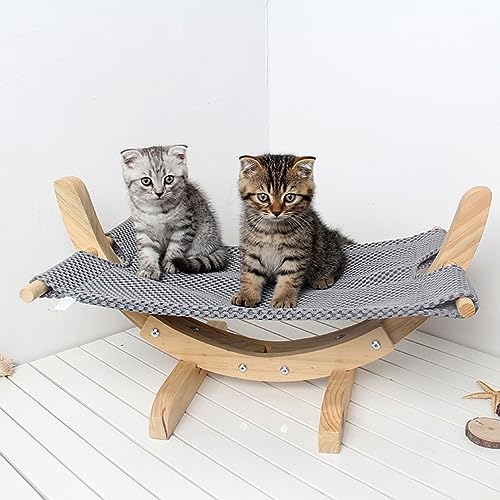 CAULO Katze und Hund DIY zusammengebautes Schaukelbett aus massivem Holzgeflecht, atmungsaktiv, Katzenwiege, Heimtierbedarf, Hundehängematte (Grizzle) von CAULO