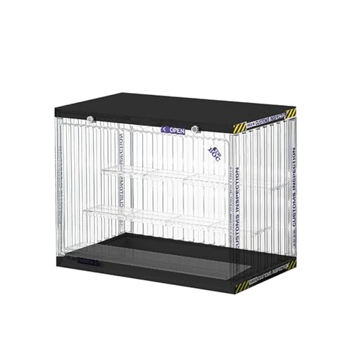 Staubschutz-Präsentationsbox für Pop-Figuren, Acryl-Vitrine für Sammelobjekte, klare Vitrine mit Tür, Standvitrine Vitrinenschrank, für Büro Wohnzimmer Küche(Black transparent,30*17*23.5cm) von CAUSSO