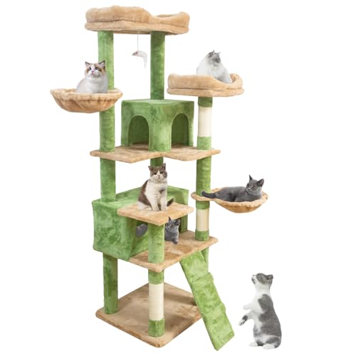 Kratzbaum, Upgrade Mehrstufiger Kratzbaum für Indoor-Katzen, 160 cm Katzenturm mit abnehmbarem Pad, große Plattform, Hängematte, Kratzbäume, Condo Toys und Leiter, Aktivitätszentrum für Kätzchen von CAVAZZI