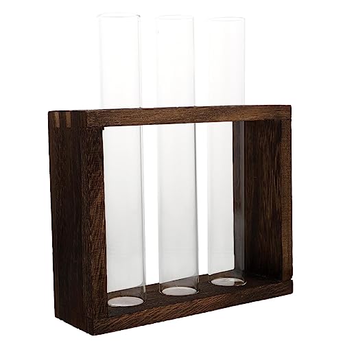 CAXUSD 1Stk Holzrahmen hydroponische Ornamente Röhrenvase Korb Reagenzgläser System hängende Gläser wohnungsdeko wohnraumdeko glasgefäß Blumenvase aus Glas dekorativer Pflanzer hölzern von CAXUSD