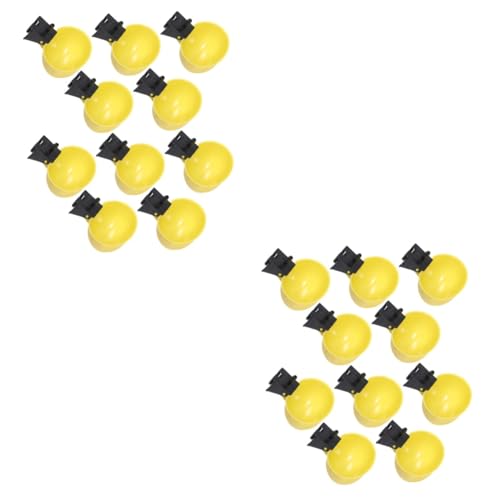 CAXUSD 20 Stück Tauben Hühner Trinkbrunnen Garten Papageien Futterspender Automatischer Hühner Vogel Wasserspender Auto Zubehör Wasserflaschen Zubehör Hühner Futterbecher Gelber von CAXUSD