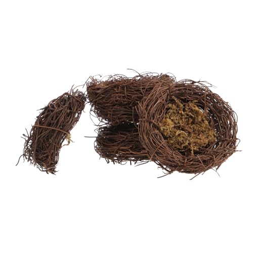 CAXUSD 4 stücke Künstliche Vogelnest Simulation Rattan Dekorative Handwerk Vögel Nest Zubehör für Garten Home von CAXUSD