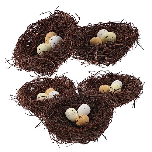 CAXUSD 5 Stück Simuliertes Vogelnest Basteln Vogelnester Frühling Vogelnest Schaumstoff Wachtel Vogeleier Vogelhaus Ornament Gefälschte Eule Gartenornamente Outdoor von CAXUSD