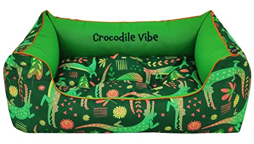 CAZO Design Daunenbett For Pets PRINT IT, Größe L - 95x75cm, Innenmaß 63x48cm, Crocodile Vibe - Grün von CAZO Design For Pets