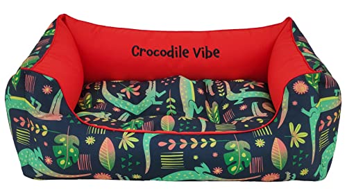 CAZO Design Daunenbett For Pets PRINT IT, Größe L - 95x75cm, Innenmaß 63x48cm, Crocodile Vibe - Rot von CAZO Design For Pets