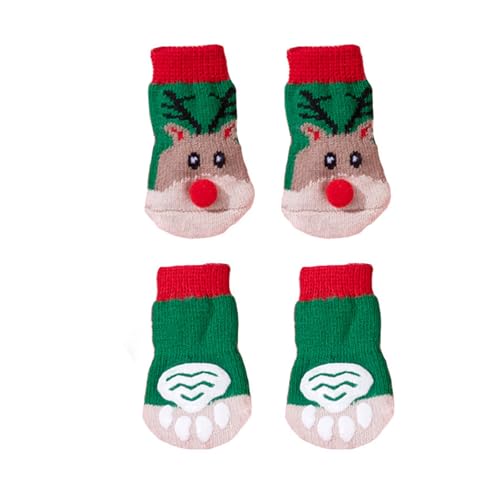 Outdoor-Hundesocken, schützend, verstellbar, Winter-Hundeschuhe für den Außenbereich, Weihnachtsmotive von CAZSTYK