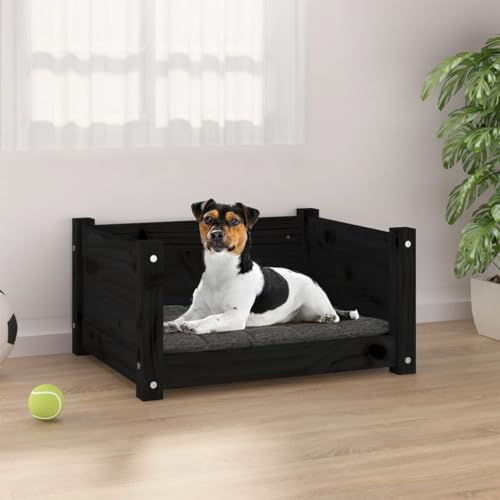 CBLDF Hundebett schwarz 55,5x45,5x28cm Kiefer Massivholz von CBLDF