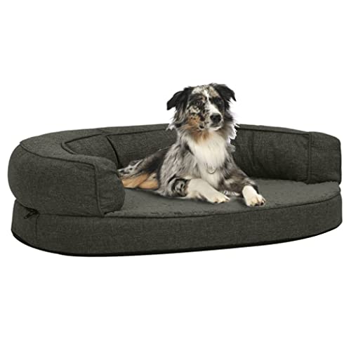 Hundebett, ergonomisch, 75 x 53 cm, LiCBLDFn Optik, Fleece, Dunkelgrau von CBLDF