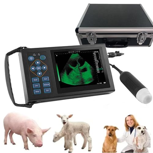 Ultraschallscanner Veterinär, Tragbarer B-Ultraschallscanner mit Sonde, 5,6-Zoll-LED-Display, (B, B+B, 4B, BM, M) Anzeigemodus, Videowiedergabefunktion, für Schwein, Schaf, Hund, Katze Verwenden,A von CBLdF