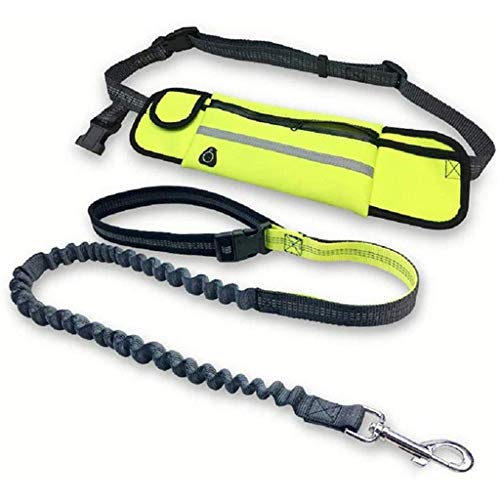 Strapazierfähige freihändige Bungee-Hundeleine mit Tasche, reflektierendem, verstellbarem Hüftgurt, Laufleine for mittelgroße Hunde einfach und bequem ( Color : A ) von CCBUY