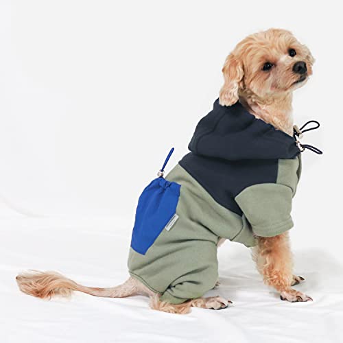 CCOCCADOG Einzigartiger Hund Leicht Jumpsuit Kleidung Khaki DXLarge, Einteiler mit Tasche, Herbst Winter Outfits Haustier Bodysuits für kleine bis mittelgroße Hunde von CCOCCADOG