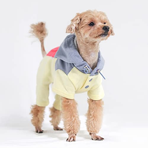 CCOCCADOG Einzigartiger Hund Leicht Jumpsuit Kleidung Zitrone Klein, Einteiler mit Tasche, Herbst Winter Outfits Haustier Bodysuits für kleine bis mittelgroße Hunde von CCOCCADOG