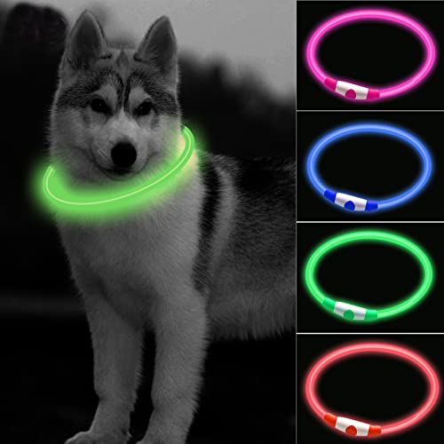 CCWW LED Leuchthalsband für Hunde USB Aufladbar LED Hundehalsband Stück hundehalsband Leuchtend Wiederaufladbares und Längenverstellbareres mit DREI Beleuchtungsmodi für Hunde und Katzen von CCWW