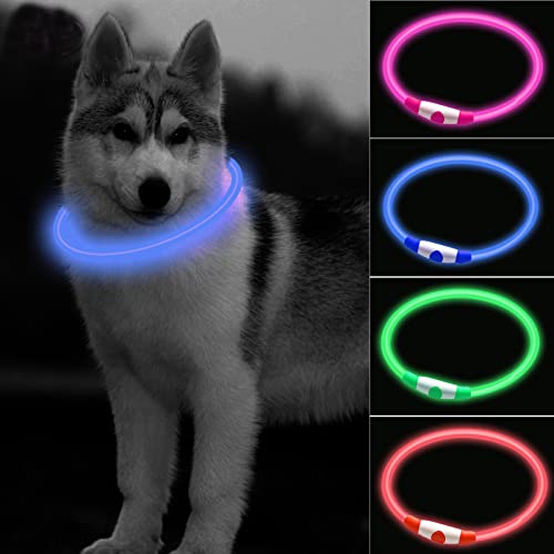 CCWW LED Leuchthalsband für Hunde USB Aufladbar LED Hundehalsband Stück hundehalsband Leuchtend Wiederaufladbares und Längenverstellbareres mit DREI Beleuchtungsmodi für Hunde und Katzen von CCWW