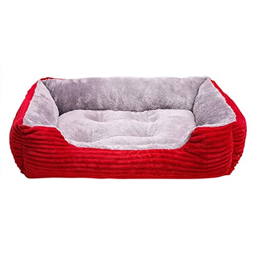 Cord Rechteck Großes Hundebett Zwinger Welpen Sofa Katzenbett Haustierhaus Winter Warme Plüschbetten Kissen Für Kleine Rassen Hunde-rot,XL 80x60cm von CCXGRFT