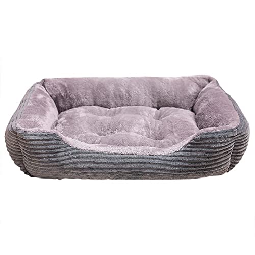 Cord Rechteck Großes Hundebett Zwinger Welpen Sofa Katzenbett Haustierhaus Winter Warme Plüschbetten Kissen für kleine Rassen Hunde-grau,XXL 90x70cm von CCXGRFT