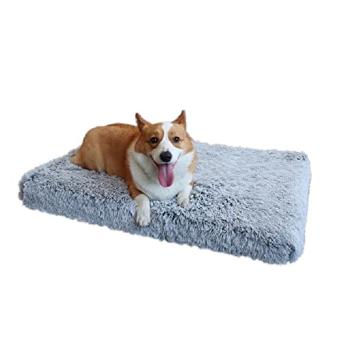 Großes orthopädisches Hundebett Weiches Plüschtier Matratze Memory Foam Sofa mit abnehmbarem waschbarem Bezug Mattenkissen für große Katzenhunde-Grau und Weiß,L 75x50CM von CCXGRFT