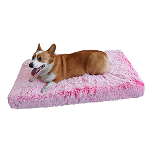 Großes orthopädisches Hundebett Weiches Plüschtier Matratze Memory Foam Sofa mit abnehmbarem waschbarem Bezug Mattenkissen für große Katzenhunde-Rosa und weiß,L 75x50CM von CCXGRFT