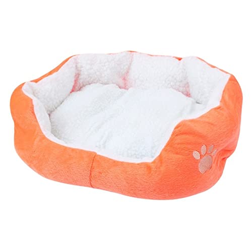 Hundebett Waschbar Einfarbig Haustier Plüsch Warm Weiches Hundesofa Katzenstreu Schlafen Betten Weiches Fleece Nest Haus-Orange,China von CCXGRFT