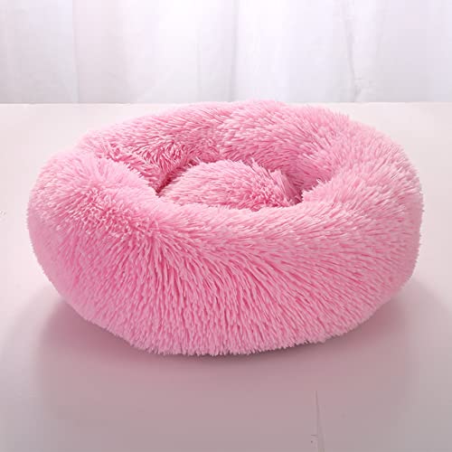 Super Weiches Hundebett Plüsch Katzenmatte Hundebetten Für Große Hunde Bett Labradors Haus Rundes Kissen Haustierprodukt Zubehör-Rosa,80CM von CCXGRFT