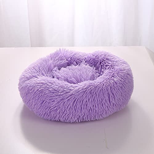 Super Weiches Hundebett Plüsch Katzenmatte Hundebetten Für Große Hunde Bett Labradors Haus Rundes Kissen Haustierproduktzubehör-Lila,40CM von CCXGRFT