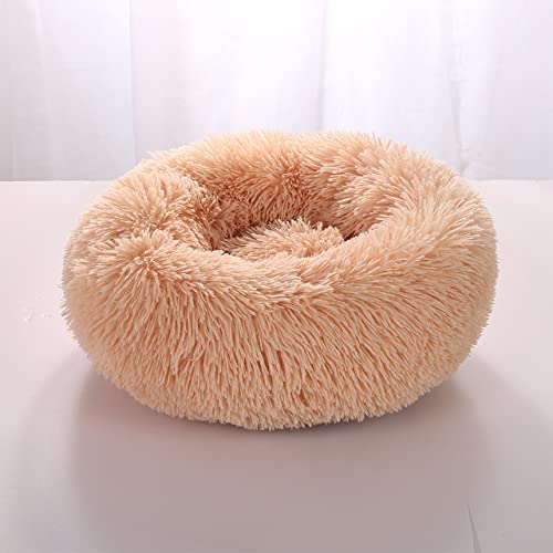 Super Weiches Hundebett Plüsch Katzenmatte Hundebetten Für Große Hunde Bett Labradors Haus Rundes Kissen Haustierzubehör-Beige,40CM von CCXGRFT