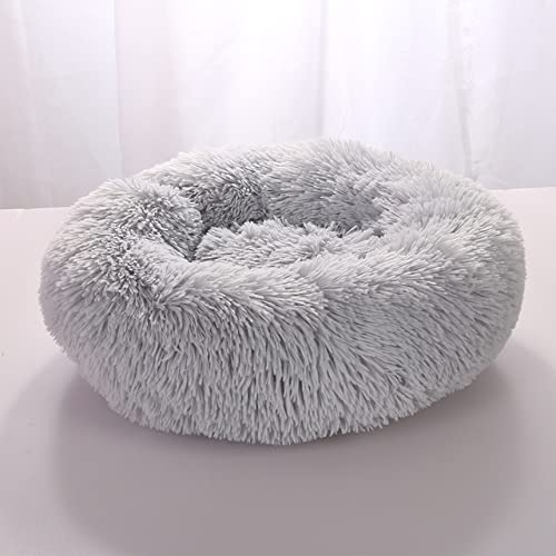 Super weiches Hundebett Plüsch Katzenmatte Hundebetten für große Hunde Bett Labradors House Rundes Kissen Haustierzubehör-Hellgrau,30CM von CCXGRFT