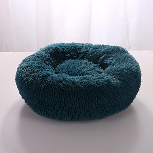 Super weiches Hundebett Plüsch Katzenmatte Hundebetten für große Hunde Bett Labradors House Rundes Kissen Haustierzubehör-Pfauenblau,100CM von CCXGRFT