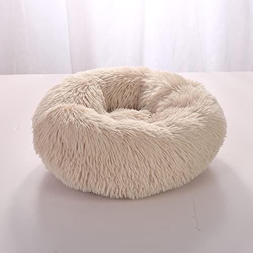 Super weiches Hundebett Plüsch Katzenmatte Hundebetten für große Hunde Bett Labradors House Rundes Kissen Haustierzubehör-Warmweiß,30CM von CCXGRFT