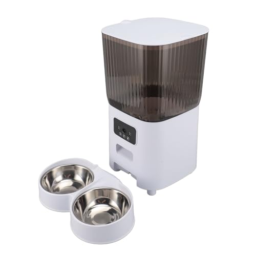 Pet Feeder, Katzenfutterspender mit 304 Edelstahl Futternapf, 5L Katzenfutterspender mit zwei Schichten Fach für Innen (Doppelnapf mit Kamera) von CCYLEZ