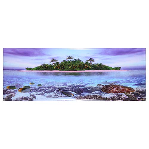 CDQL Aquarium-Poster – Aquarium-Hintergrund mit 3D-Effekt – Kokosnussbaum-Strand-Poster, Dekor, Papieraufkleber – Tropischer Unterwasser-Aquarium-Hintergrund, Einfach Abzuziehen und von CDQL