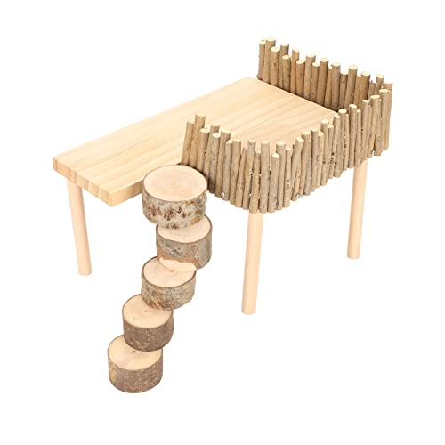 CDQL Hamster-Kletterplattform – 8,3 X 8,3 X 11,8 Zoll Kleine Kletterleiter aus Holz – Amster Spielplatz-Aktivitätsplattform mit Leiter – Zubehör für Rennmauskäfige von CDQL