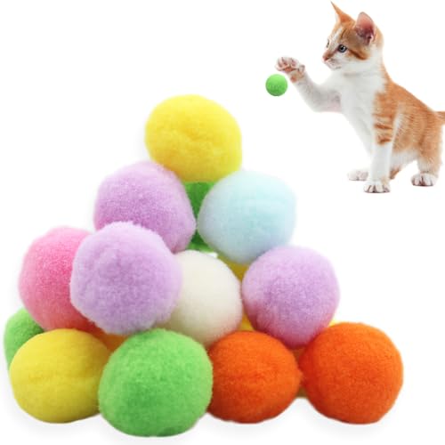 CDRPD 20 Stück Katzenbälle 3 cm,Katzenplüschball,Katze Ball,Spielball Katze,Training Katzen SpielzeugKatzen Ball,Katzenspielzeug,Filzbälle Katzen für Katzen Bunt von CDRPD