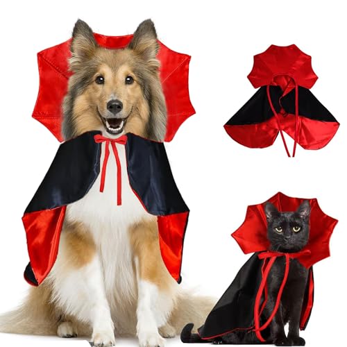 CEASELESLY Halloween Hund Katze Kostüm Umhang,Haustiere Vampir Kostüm,Katze KostümumhangHalloween Hund Kostüm,Haustier Cosplay Kleidung,für Katzen und kleine HundeHalloween-Party von CEASELESLY