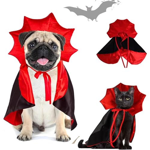 CEASELESLY Halloween Hund Katze Kostüm Umhang,Haustiere Vampir Kostüm,Katze KostümumhangHalloween Hund Kostüm,Haustier Cosplay Kleidung,für Katzen und kleine HundeHalloween-Party von CEASELESLY