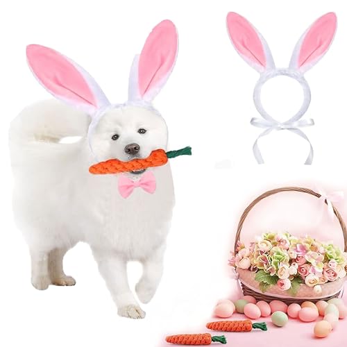 CEASELESLY Osterhunde-Stirnbänder,Hund Osterhase Kostüm,Karotte Haarband,Puppy Karotte Seil Spielzeug Geflochtene,Verstellbar Haustier Ostern Party Kostüm Zubehör für Hund Katze Welpen von CEASELESLY