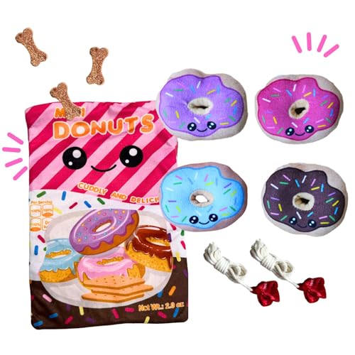 CECE PAW Donut Dog Snuffle Toys, Quietschendes Crinkle Interaktives Hundespielzeug, Hund Anreicherung Leckerli-Puzzle für Langeweile und geistige Stimulation, Welpen, kleine und mittelgroße Hunde, von CECE PAW