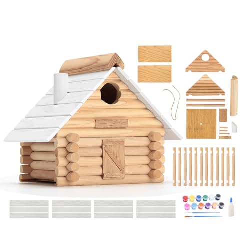 Lincolnlog Vogelhaus-Set aus Holz – Vogelhaus-Kits für Kinder – zum Selberbauen von Vogelhäusern – Vogelhaus-Bausätze für Erwachsene zum Bauen – Holzbearbeitung für Erwachsene und DIY-Vogelhaus von CEDAR ALPHA