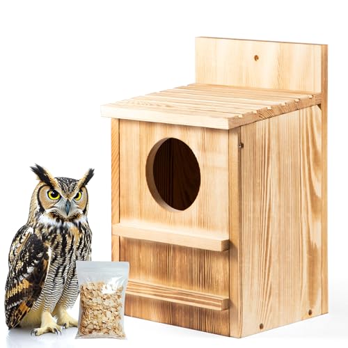 CEED4U Eulenhaus für draußen, Kreischeule Boxen, großes Vogelhaus, Vogel-Nistkasten aus Holz mit Holzspänen und Schrauben für Hinterhöfe, Terrassen, Dekoration, großes Vogelhaus, DIY-Kit für den von CEED4U